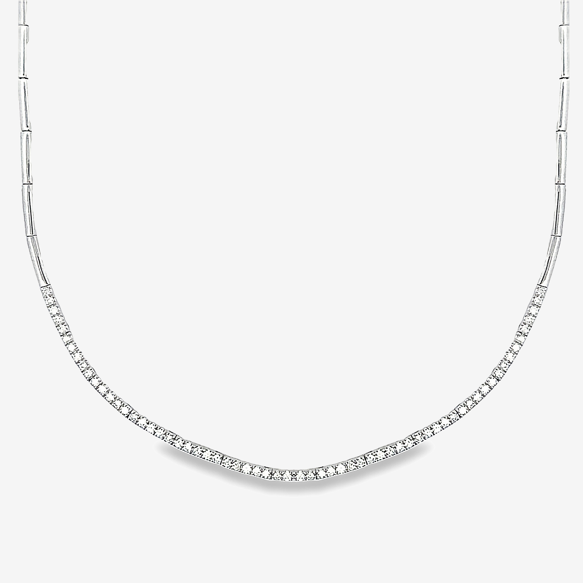 flex bar diamond tennis necklace in white gold