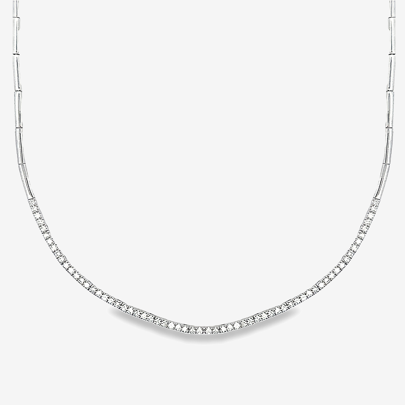 flex bar diamond tennis necklace in white gold