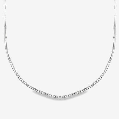 flex bar diamond tennis necklace in white gold