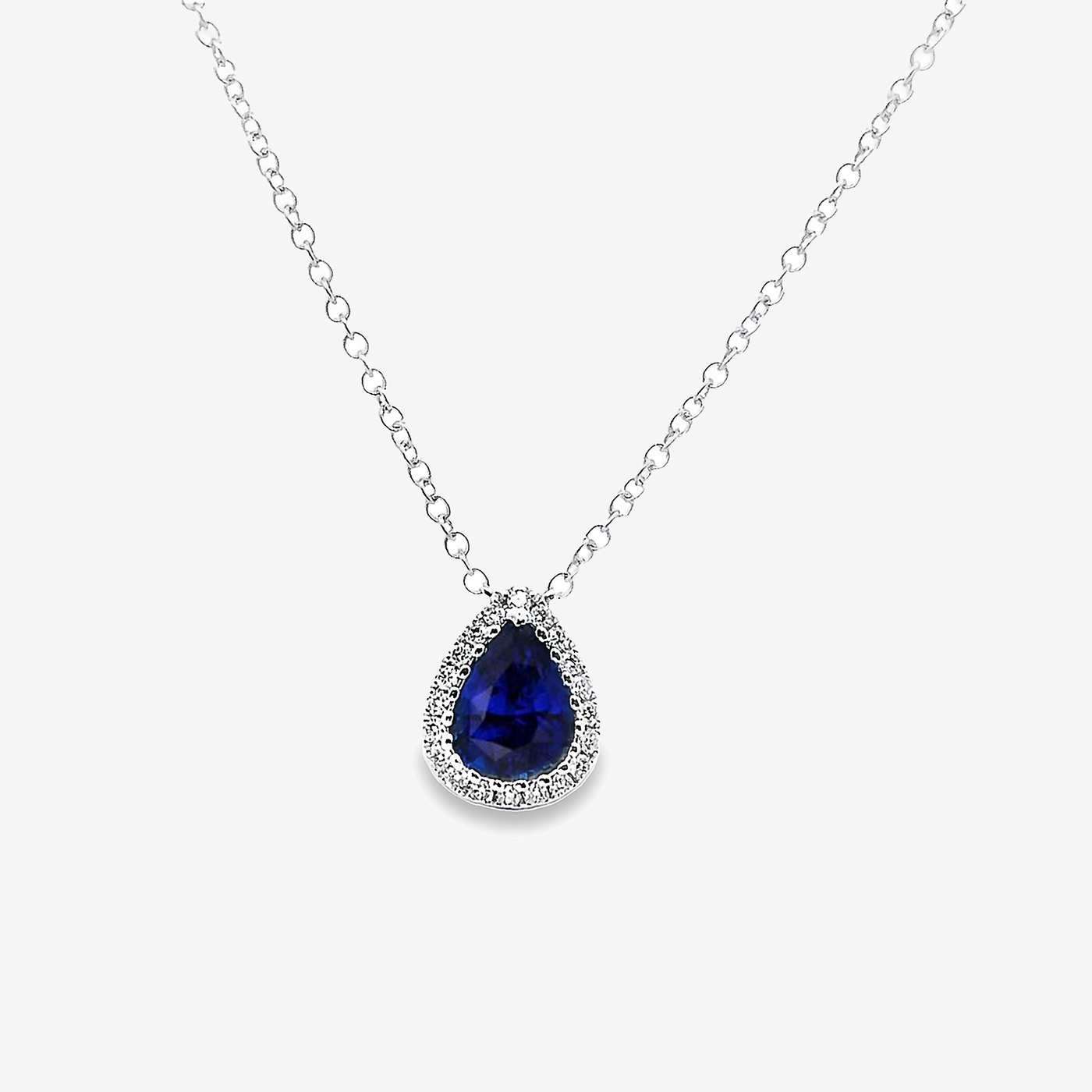 sapphire and diamond halo necklace