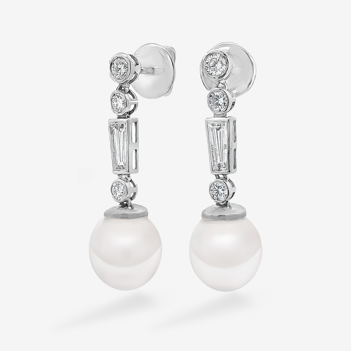 0.95CT Diamond and Pearl Dangle Earrings