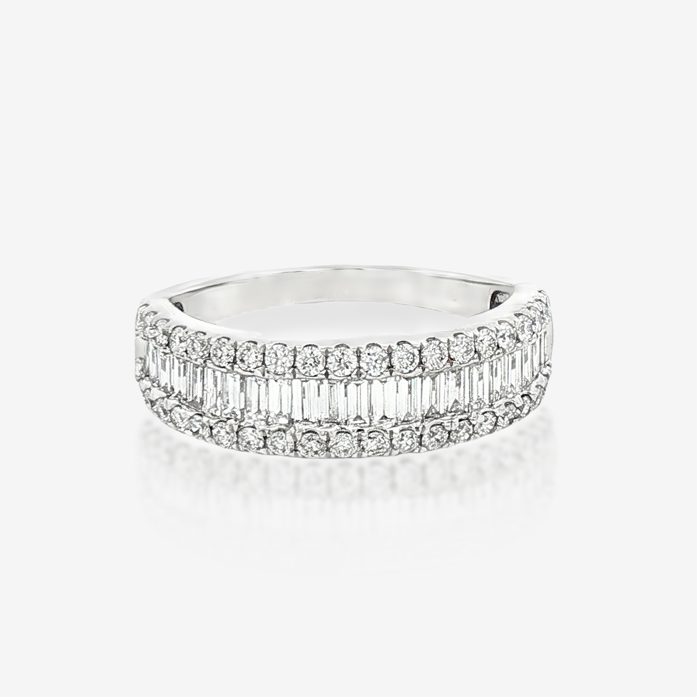 0.99CT Halfway Baguette & Round Diamond Ring