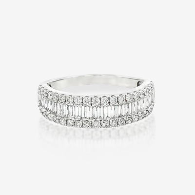 0.99CT Halfway Baguette & Round Diamond Ring