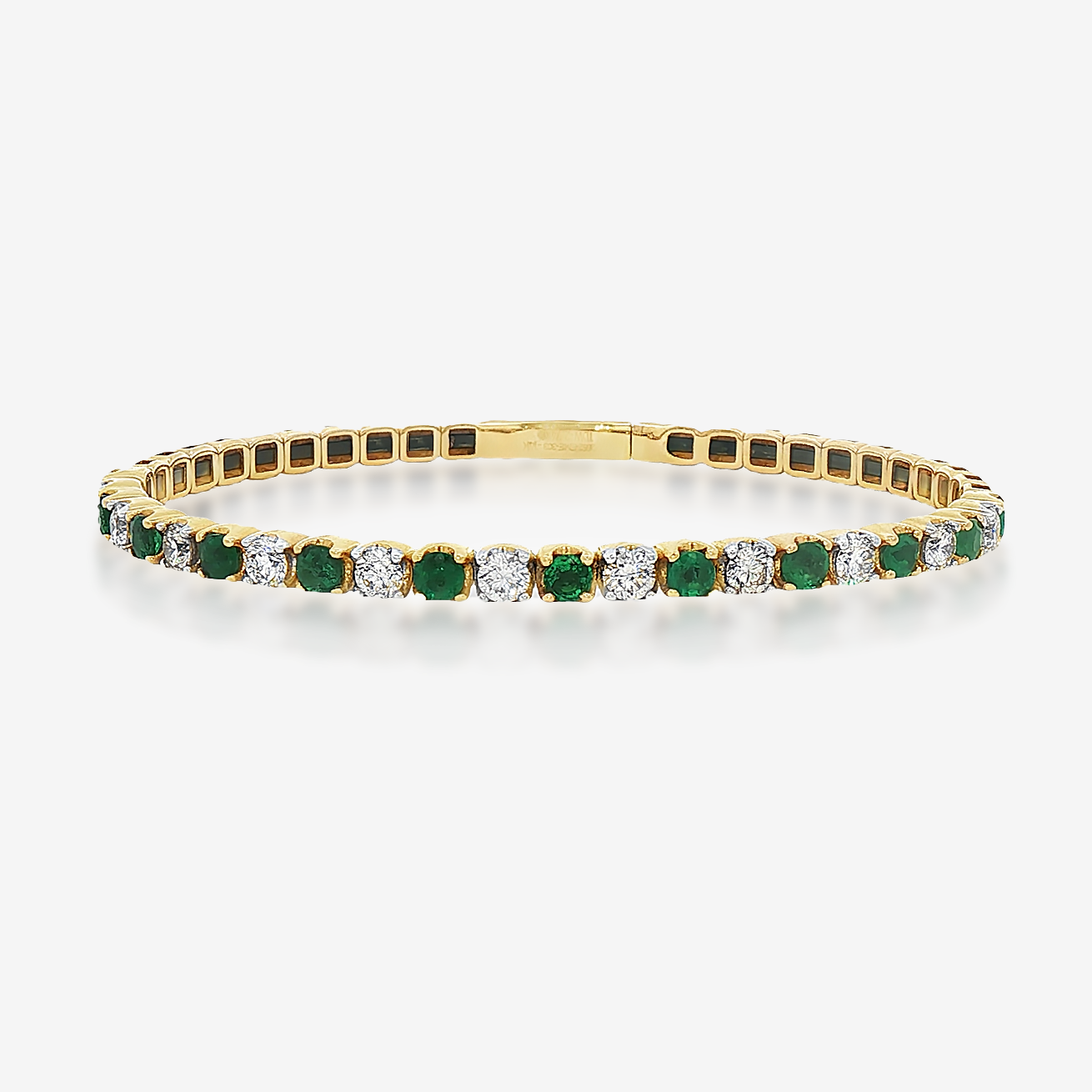 1/2 Way 1.35CT Emerald & Diamond Flex Bangle Bracelet