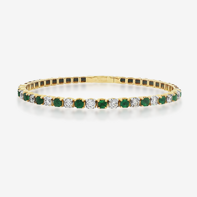 1/2 Way 1.35CT Emerald & Diamond Flex Bangle Bracelet
