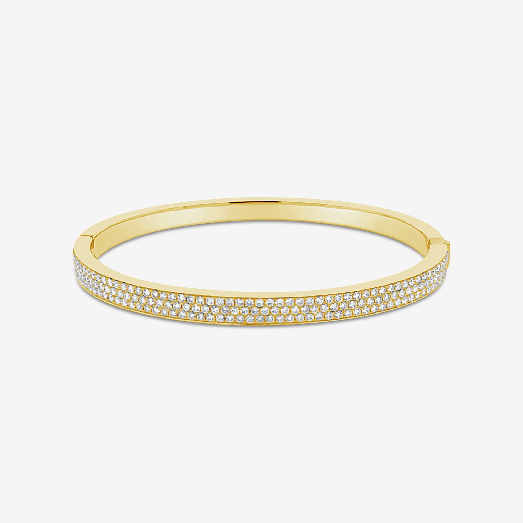 three row pave diamond bangle bracelet