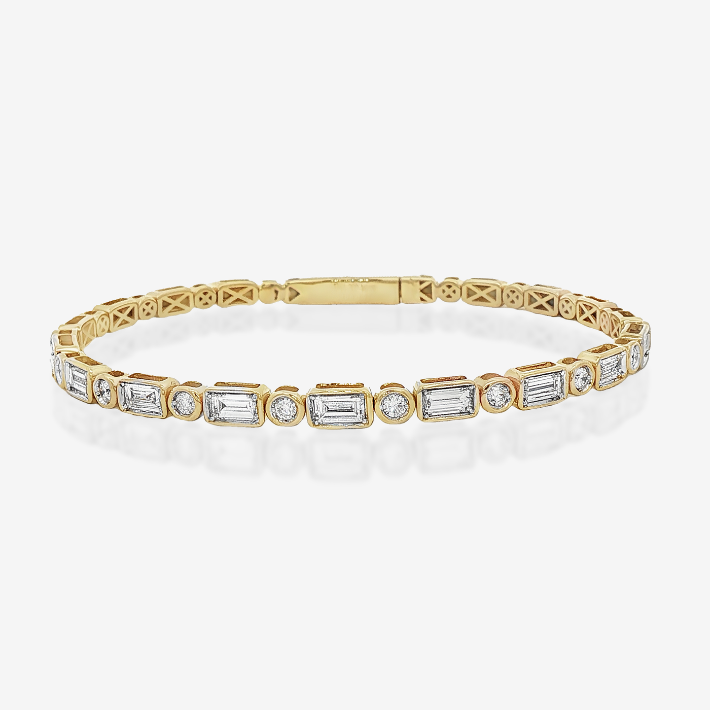 1/2 Way Emerald & Round Cut Diamond Flex Bangle Bracelet