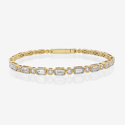 1/2 Way Emerald & Round Cut Diamond Flex Bangle Bracelet