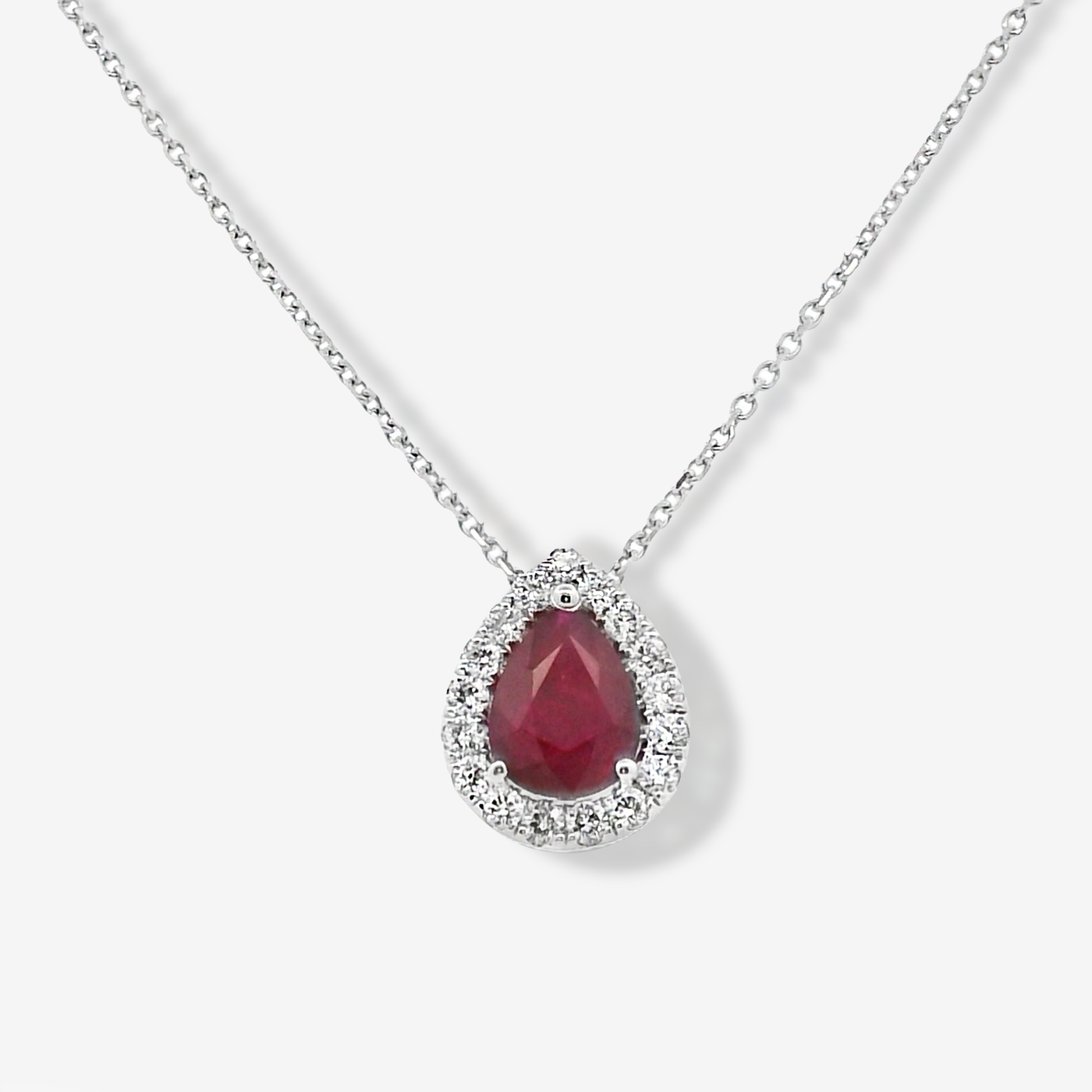 1.01CT Ruby & Diamond Halo Necklace