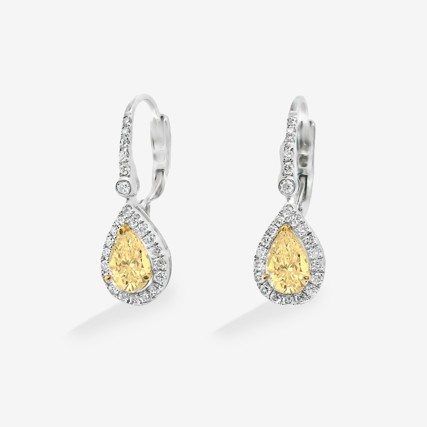 1.07CT Yellow Pear Shape Diamond Dangle Earrings