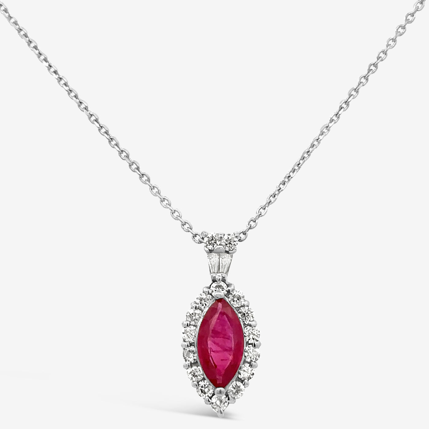 ruby and diamond halo necklace