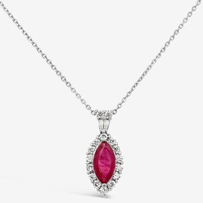 ruby and diamond halo necklace