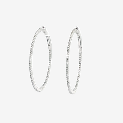 white gold diamond eternity hoop earrings