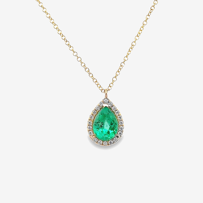 emerald and diamond halo necklace