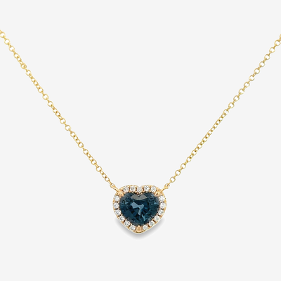 blue spinel and diamond halo necklace