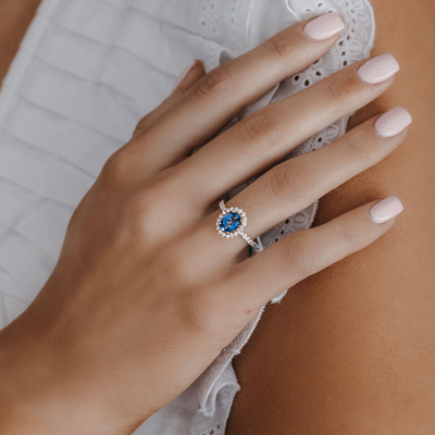1.35ct  Blue Sapphire & Diamond Ring