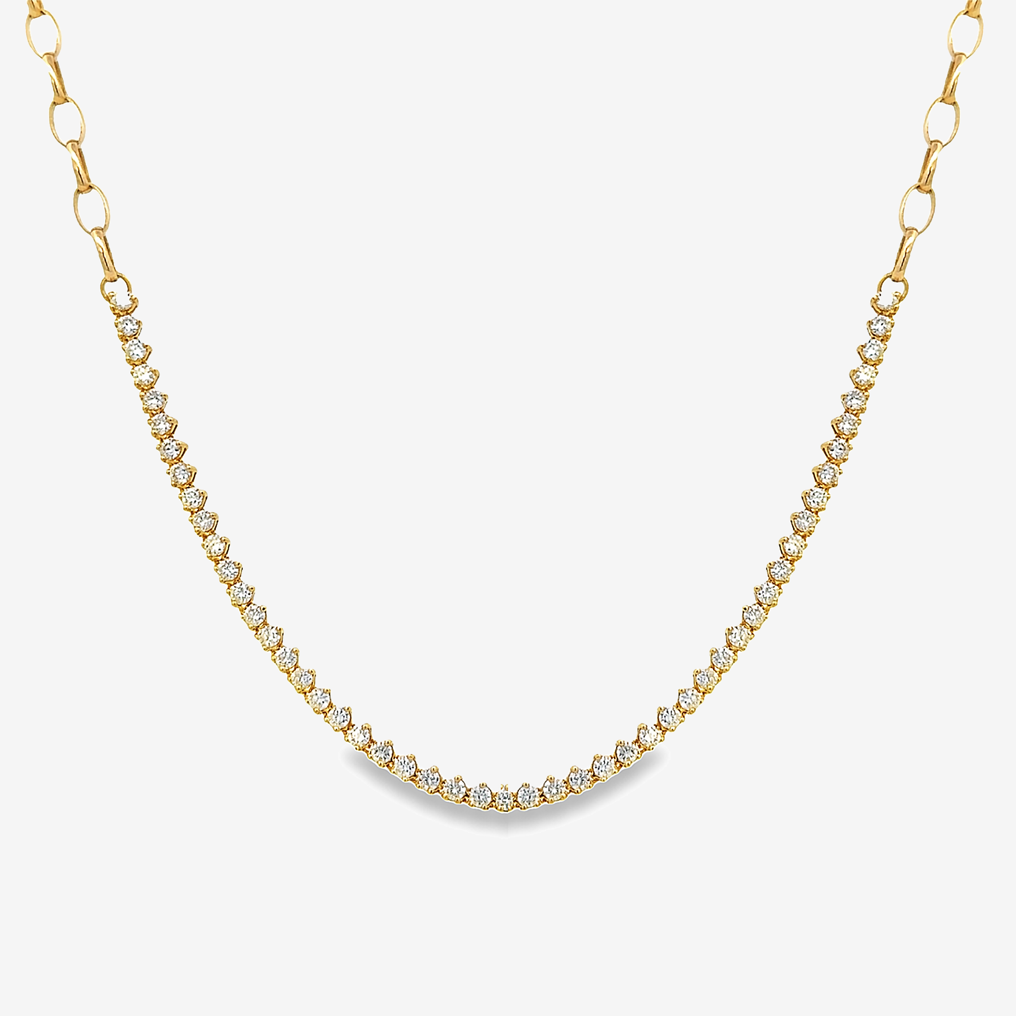 diamond rolo link necklace