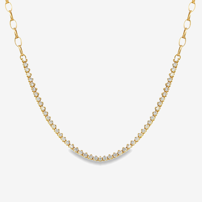 diamond rolo link necklace