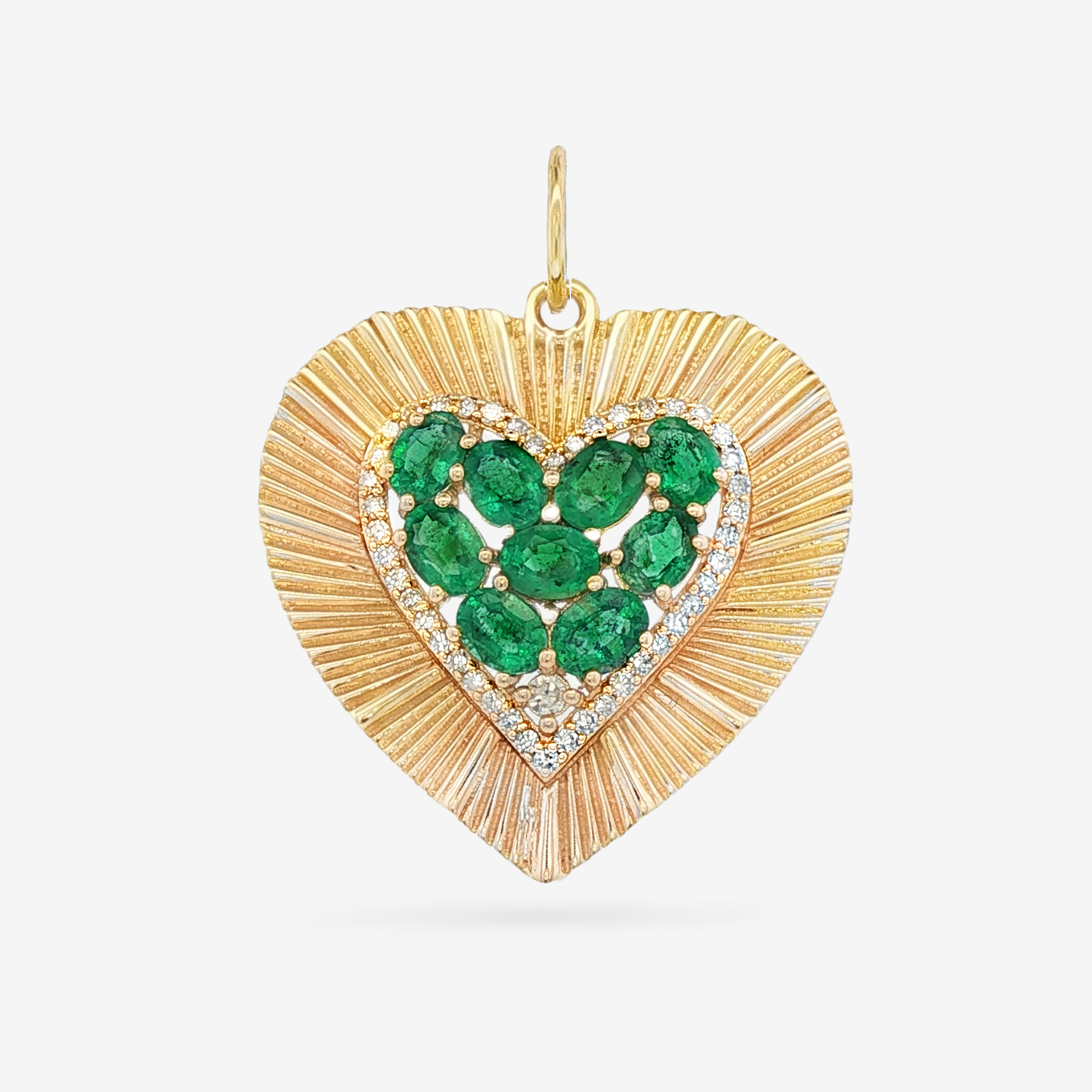 1.54CT Emerald & Diamond Heart Charm