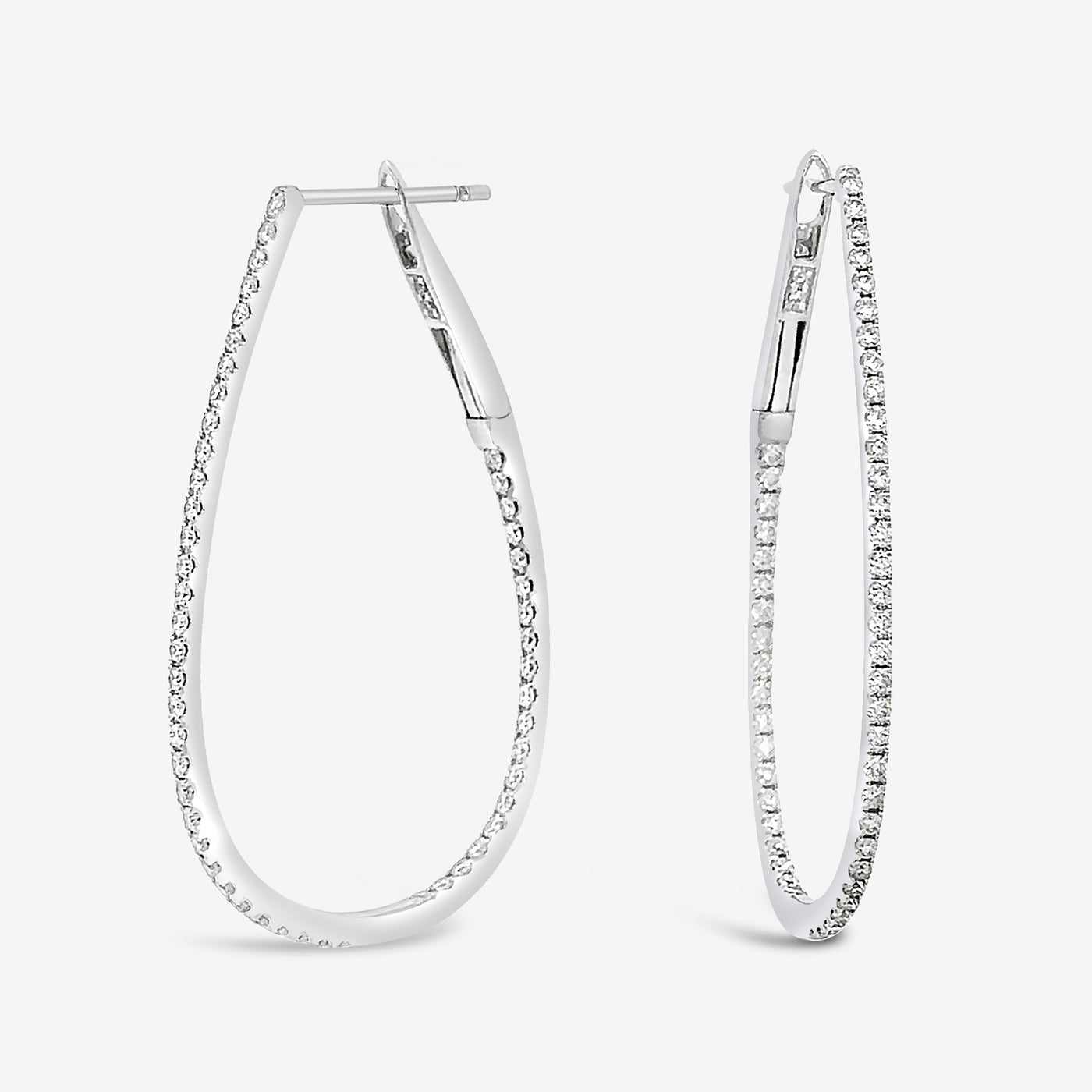 inside out diamond oval hoop earrings