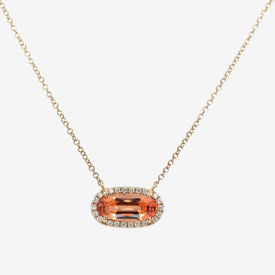 imperial topaz and diamond halo necklace