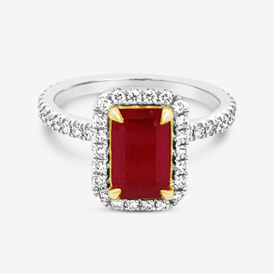 ruby and diamond halo cocktail ring