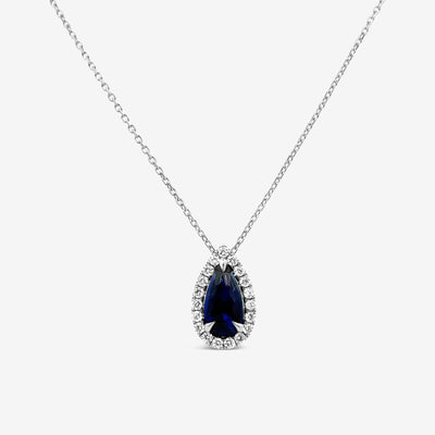 2.02ct  Blue Sapphire & Diamond Necklace