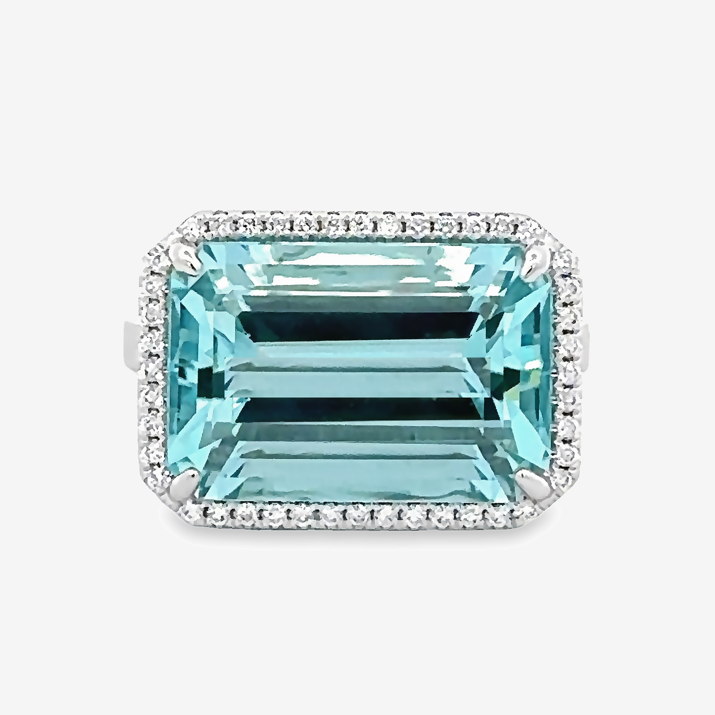 10.64CT Aquamarine Diamond Halo Ring
