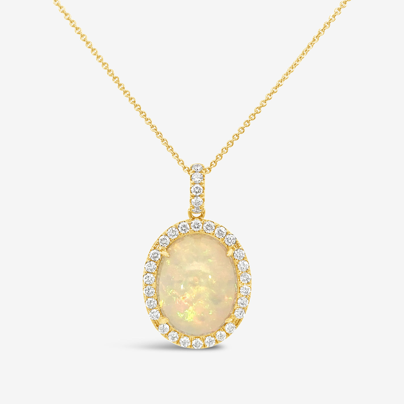 natural opal diamond halo necklace