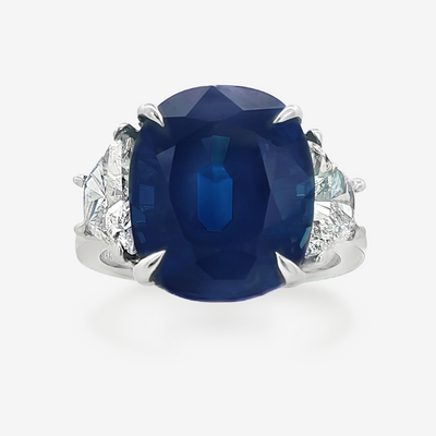10.99CT Blue Sapphire & Diamond Ring