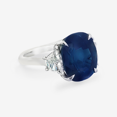 10.99CT Blue Sapphire & Diamond Ring