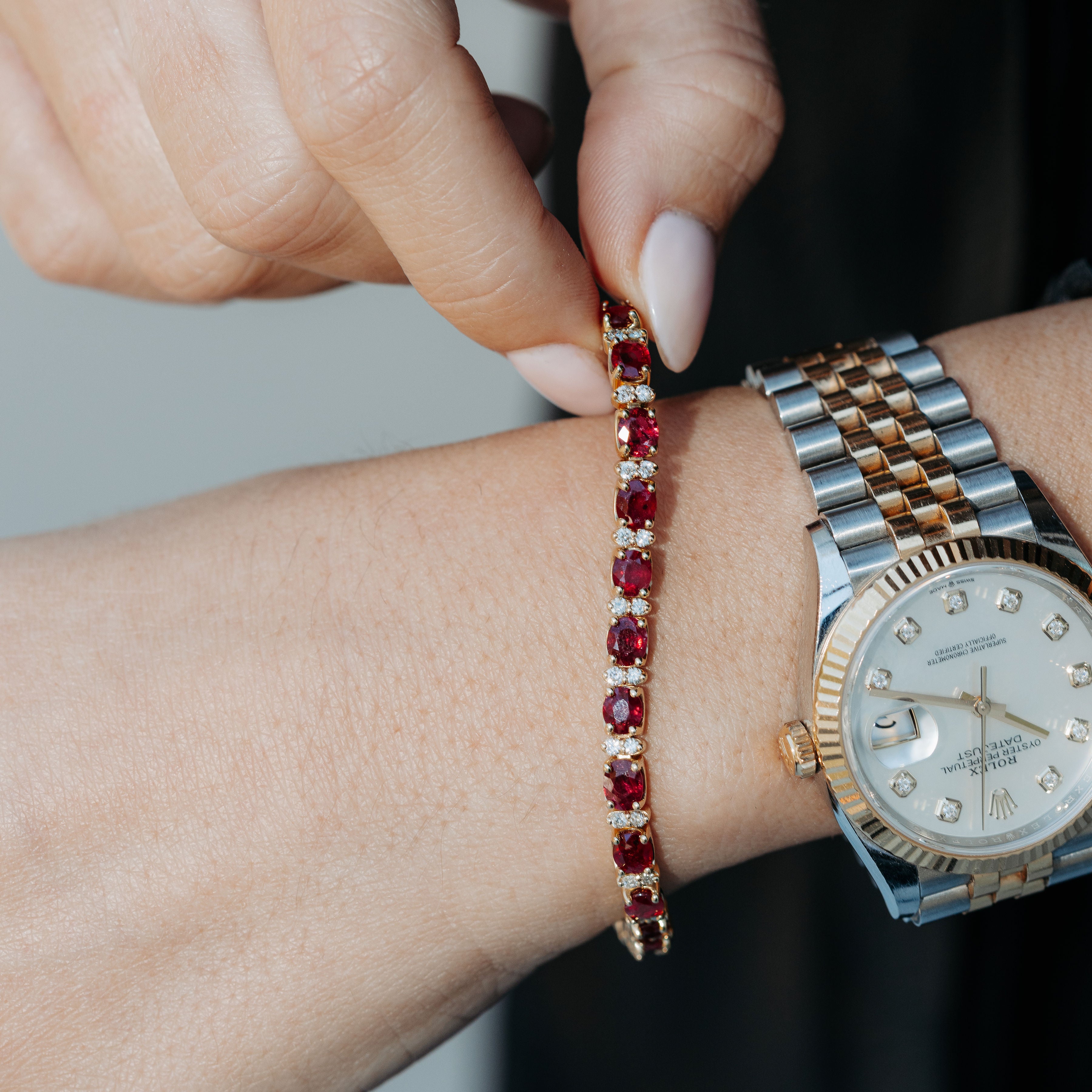 ruby and diamond tennis bracelet