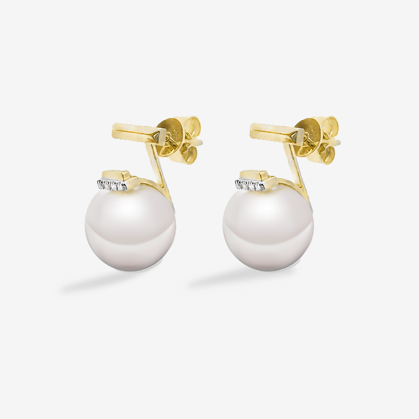 10MM Pearl Diamond Bar Earrings