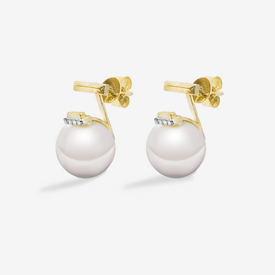 10MM Pearl Diamond Bar Earrings