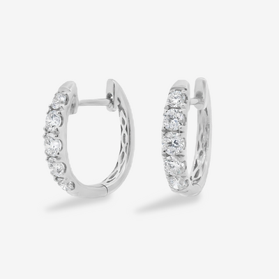 10 Prong Set 0.60CT Diamond Huggie Earrings