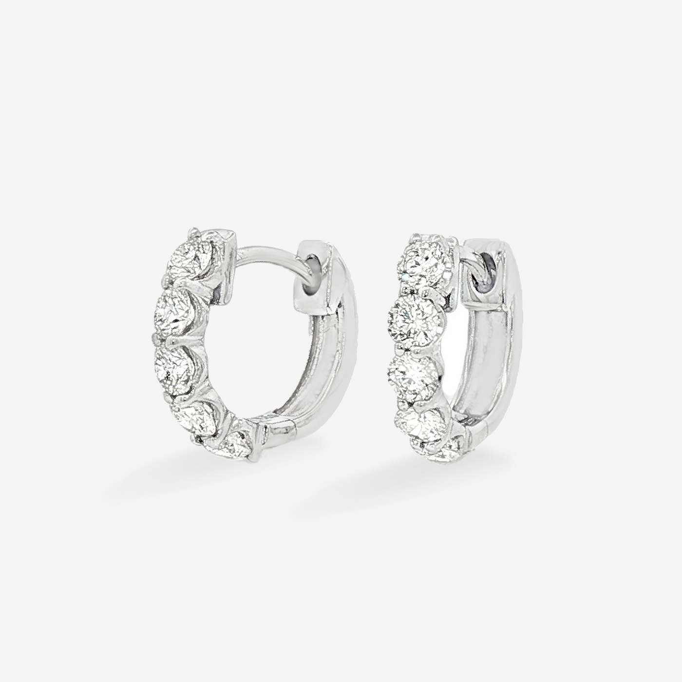10 Prong Set 0.85CT Diamond Huggie Earrings