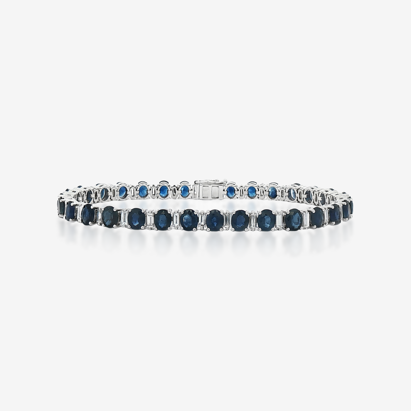 12.47CT Blue Sapphire & Diamond Tennis Bracelet