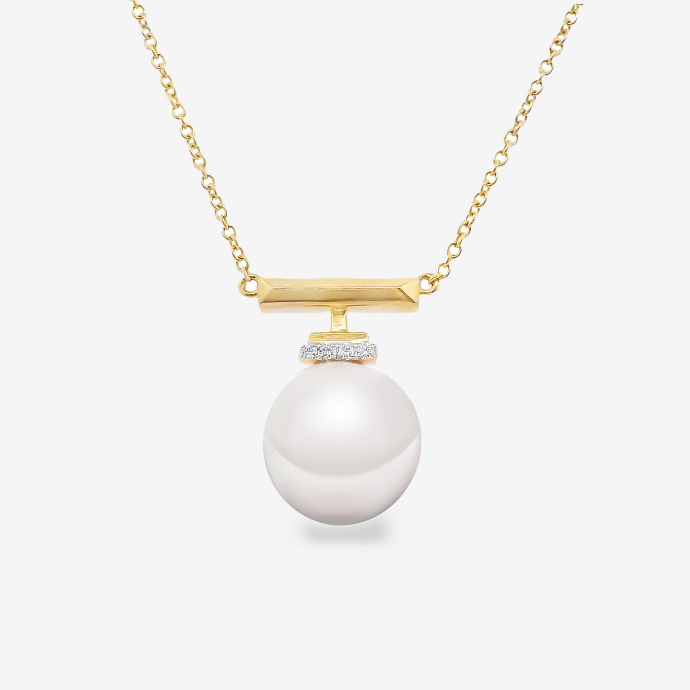 12MM Pearl Diamond Bar Necklace