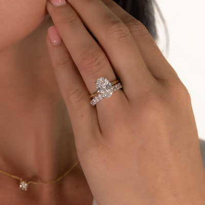 1/2 Way 1.00CT Oval Shared Prong Ring
