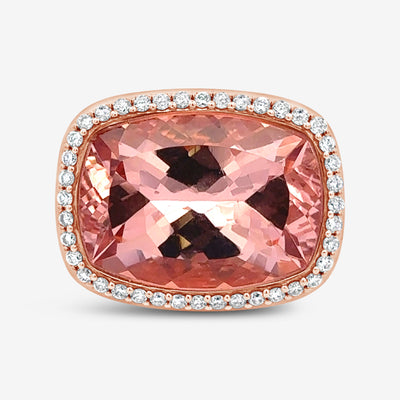 13.82 Morganite & Diamond Halo Ring