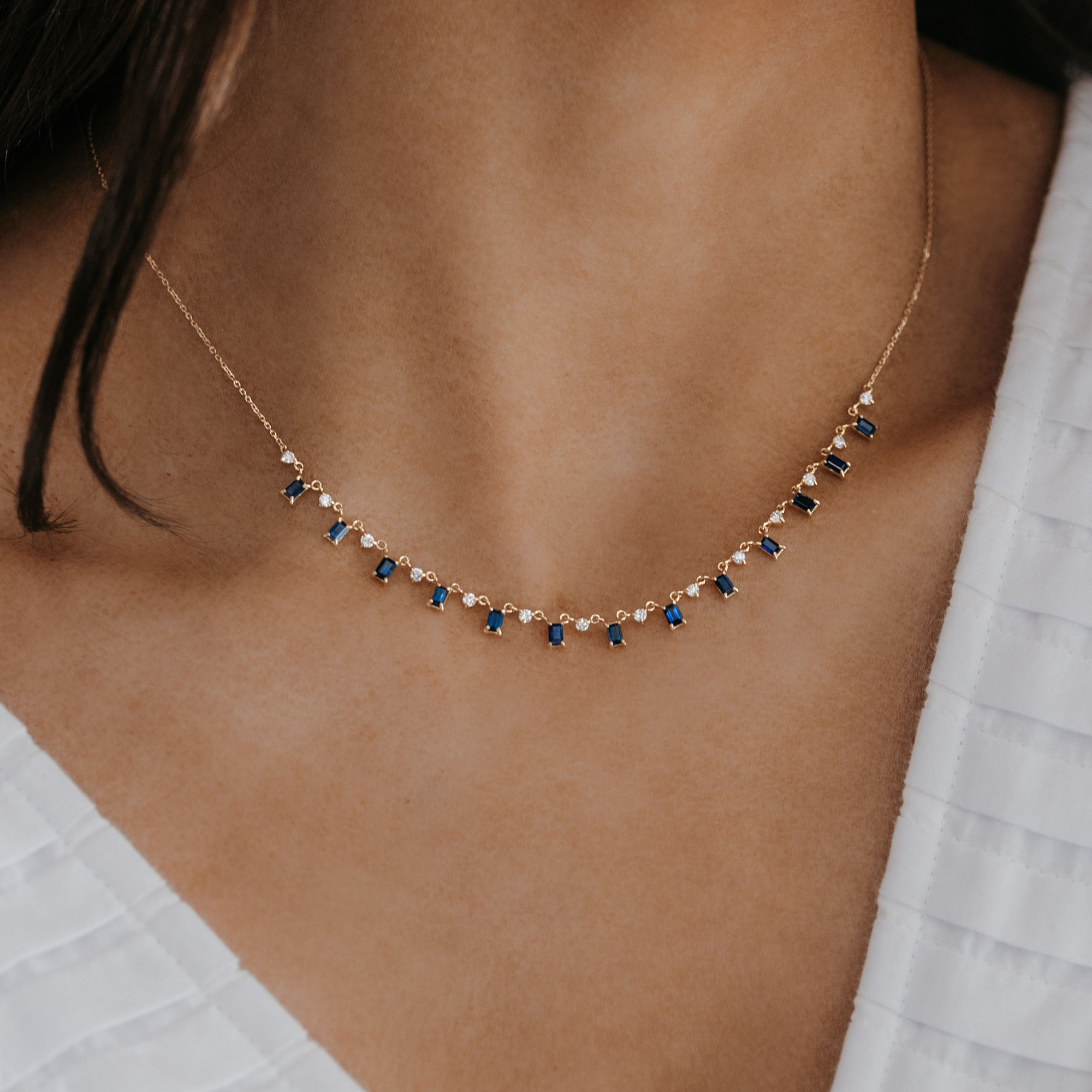 drops by the yard diamond and sapphire necklace