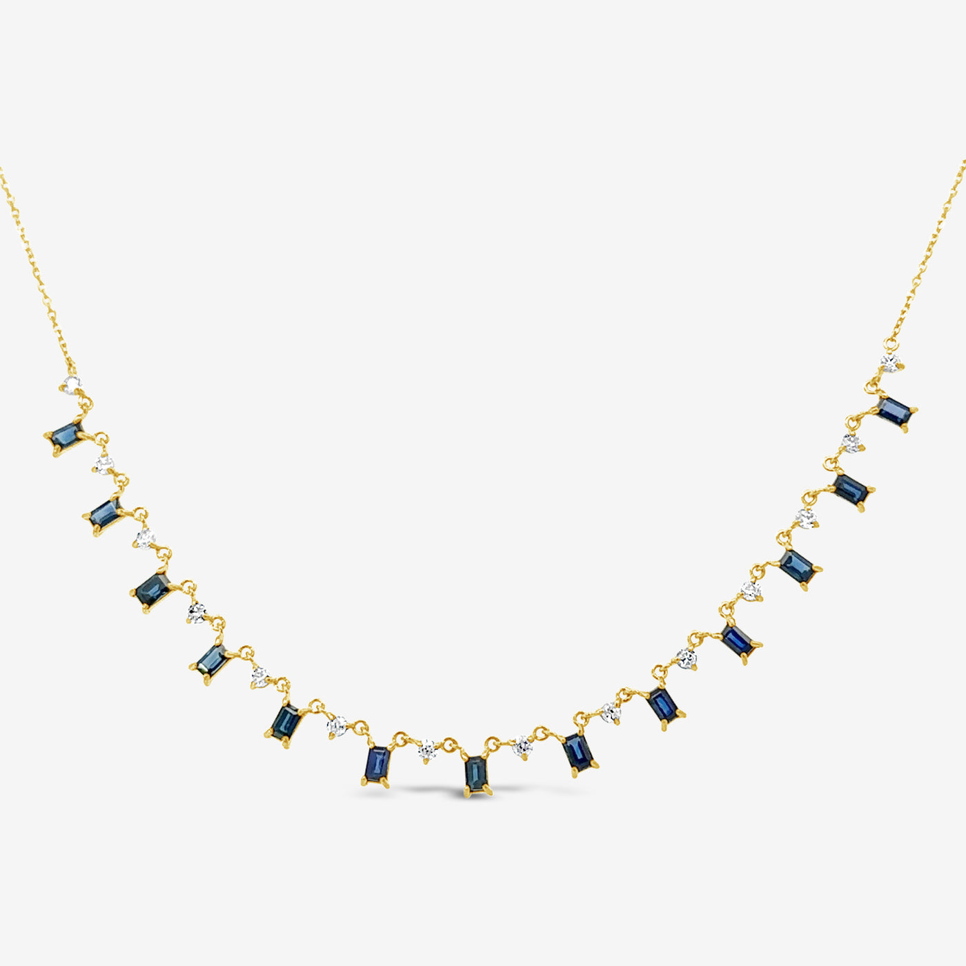 13 Drops By The Yard 1.50CT Diamond & Sapphire Necklace