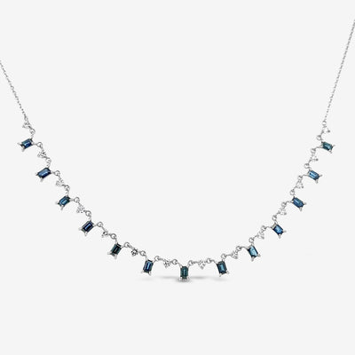 13 Drops By The Yard 1.50CT Diamond & Sapphire Necklace