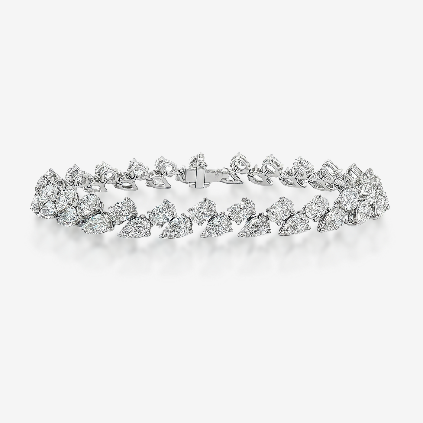 15.34CT Oval & Pear Shaped Diamond Tennis Bracelet
