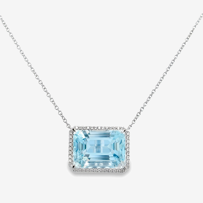 aquamarine and diamond halo necklace