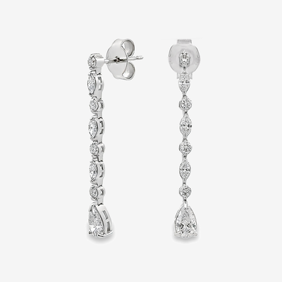 mixed shaped diamond drop earrings