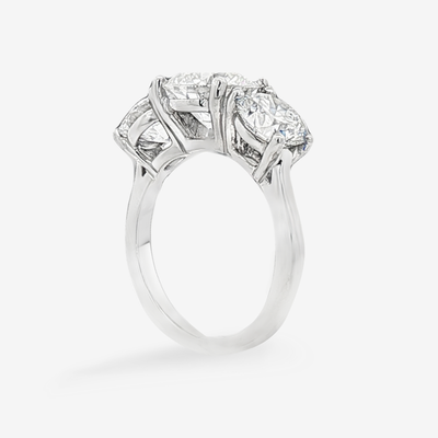 4.39tw Round Lab Grown Diamond Three Stone Engagement Ring