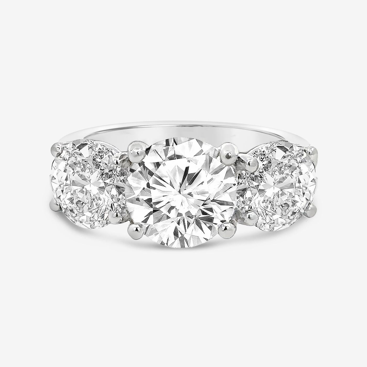 4.39tw Round Lab Grown Diamond Three Stone Engagement Ring