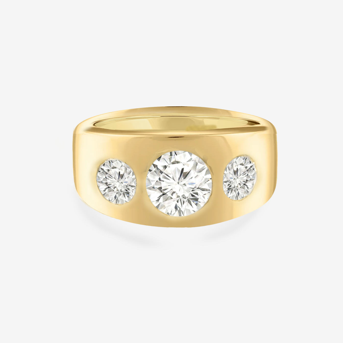 Lab Grown 3 Stone Round Flush-Set Ring