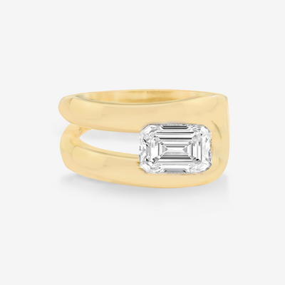 Lab Grown 1.80CT Emerald Cut East-West Ring